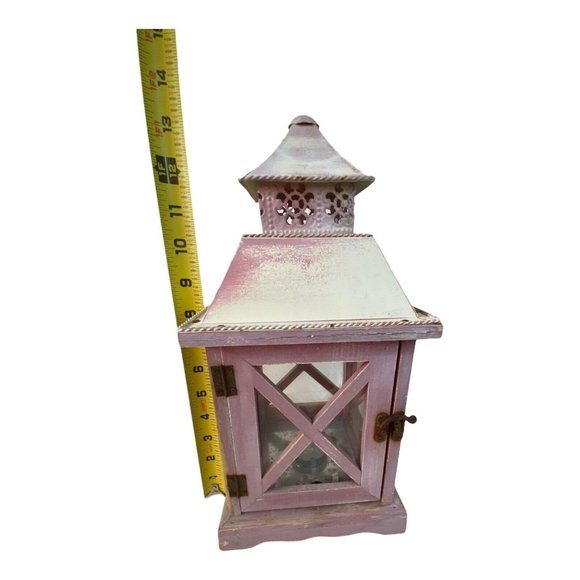 Vintage Distressed Wooden Glass Barn Door Lantern - Picture 9 of 10